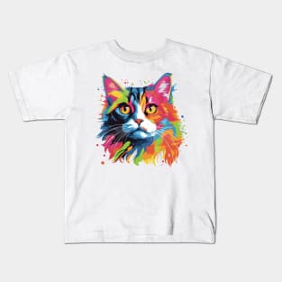 Cute cat pop art Kids T-Shirt